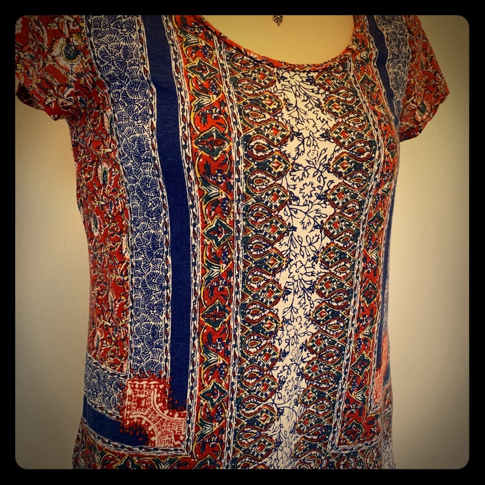 Lucky Brand short sleeve tee shirt Indian design